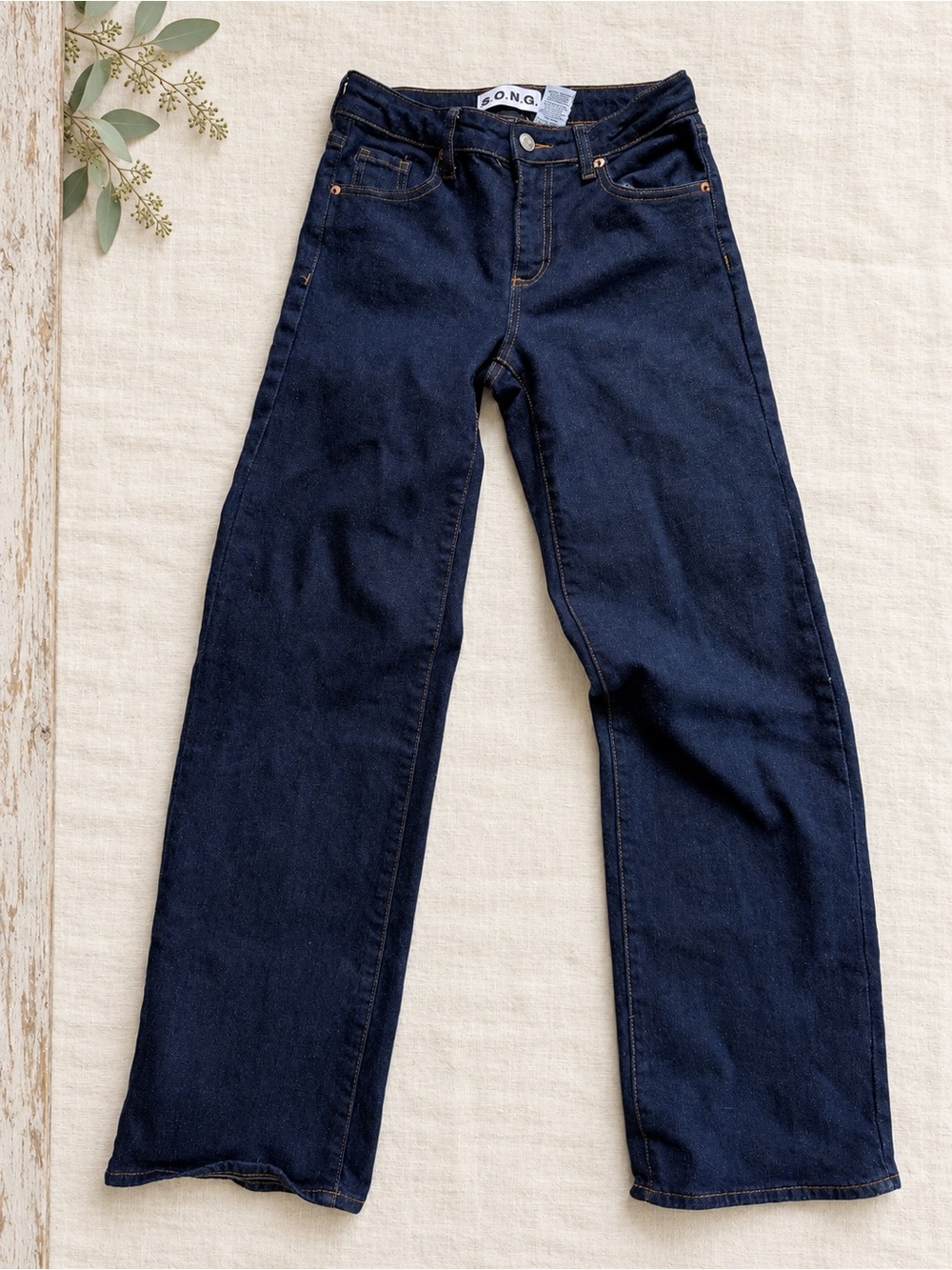 S.O.N.G. Dark Wash Straight Leg Stretch Jeans Size 1/25